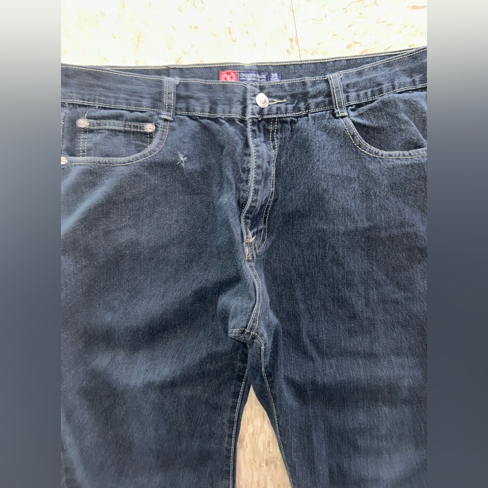 Men's Dark Blue Denim Jeans - Classic Straight Fit
